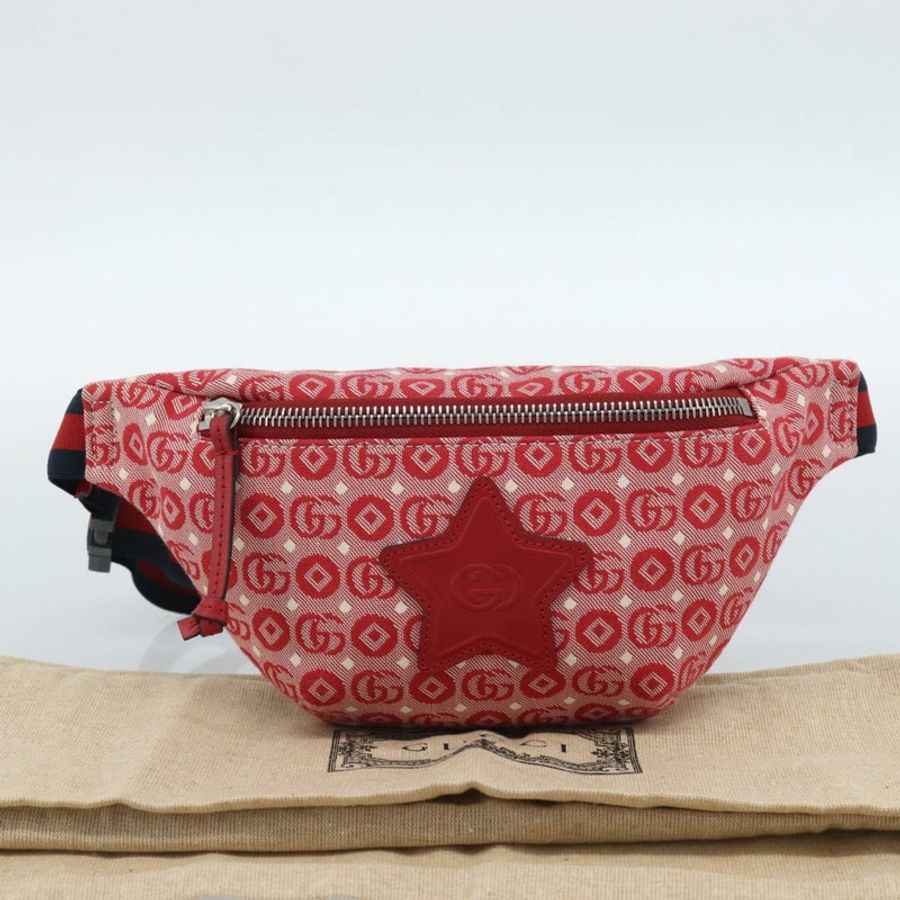 【日本直送】GUCCI 兒童 Sherry 系列腰包 帆布 海軍藍/紅色 502095 正品 ka4751M-11