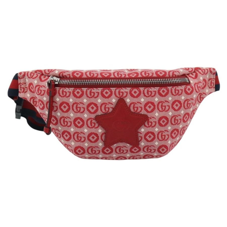 【日本直送】GUCCI 兒童 Sherry 系列腰包 帆布 海軍藍/紅色 502095 正品 ka4751M-12