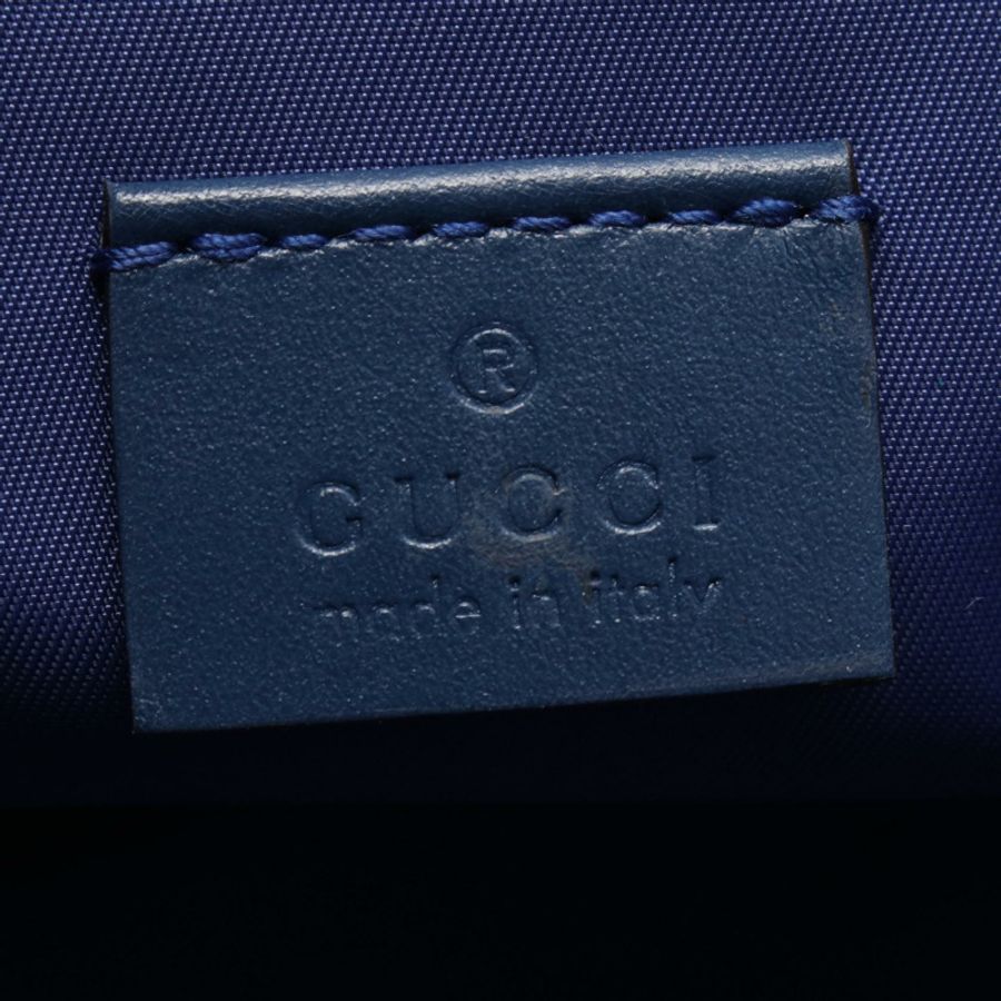 GUCCI 兒童雙 G 單肩包 664143 帆布皮革海軍藍灰色紅色二手男女通用-3