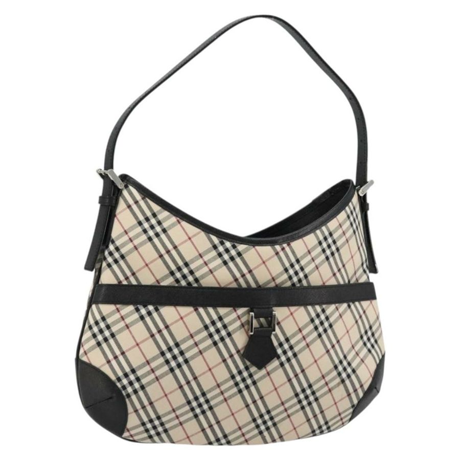 【日本直送】BURBERRY Nova 格紋單肩包帆布皮革米色銀色正品 ka4754V-0
