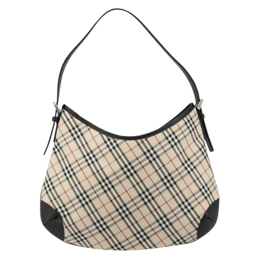 【日本直送】BURBERRY Nova 格紋單肩包帆布皮革米色銀色正品 ka4754V-1