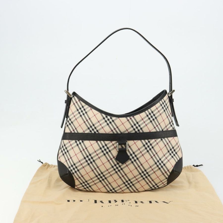 【日本直送】BURBERRY Nova 格紋單肩包帆布皮革米色銀色正品 ka4754V-11