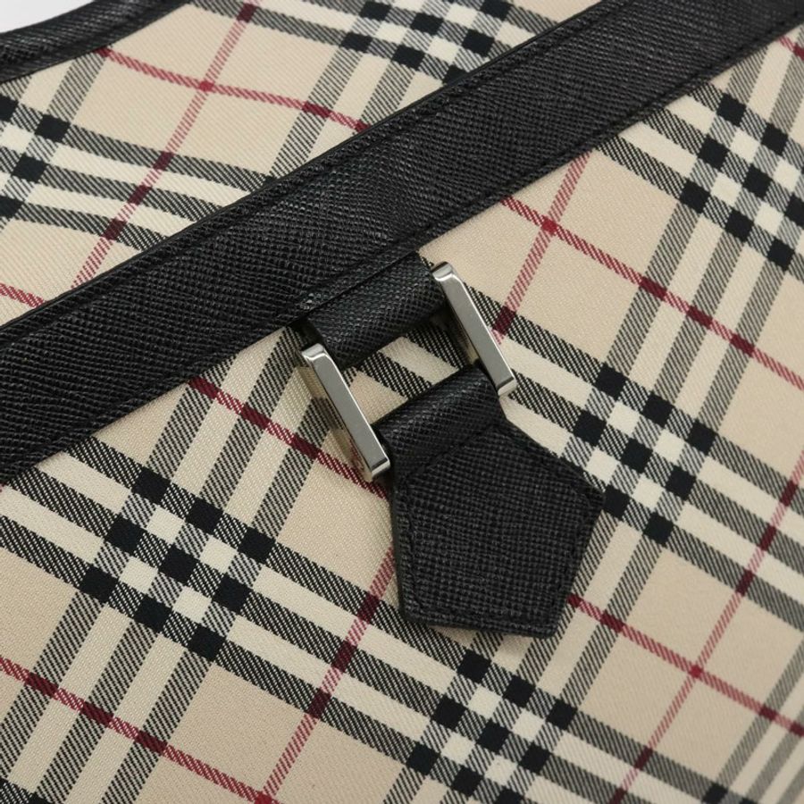 【日本直送】BURBERRY Nova 格紋單肩包帆布皮革米色銀色正品 ka4754V-17