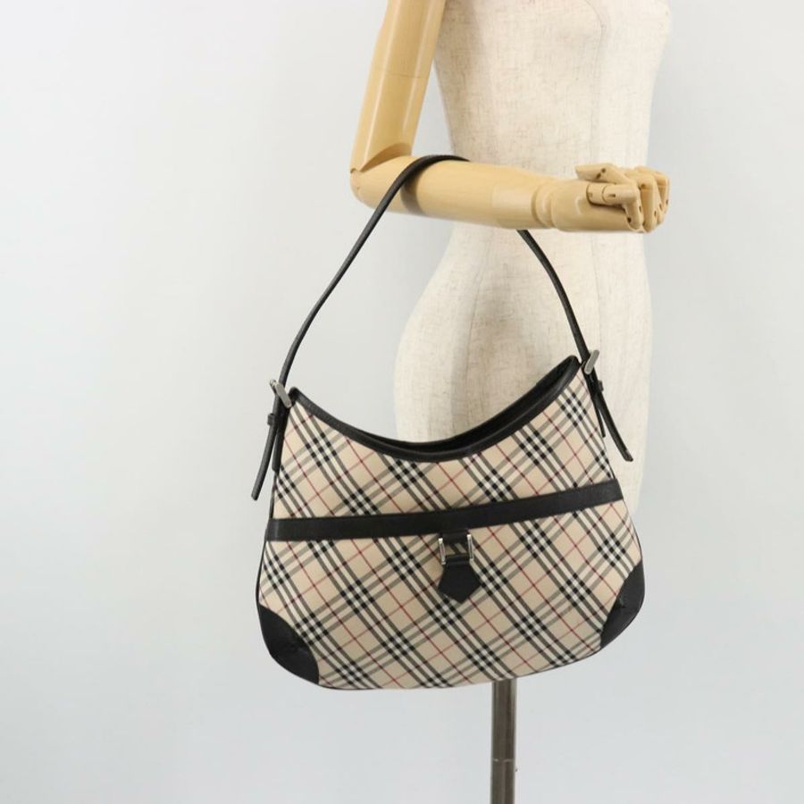 【日本直送】BURBERRY Nova 格紋單肩包帆布皮革米色銀色正品 ka4754V-23