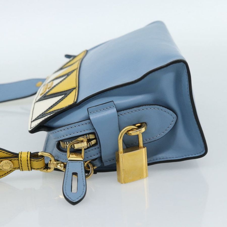 【日本直送】PRADA 淺藍色金色皮革肩背包 正品 ka4742M-2