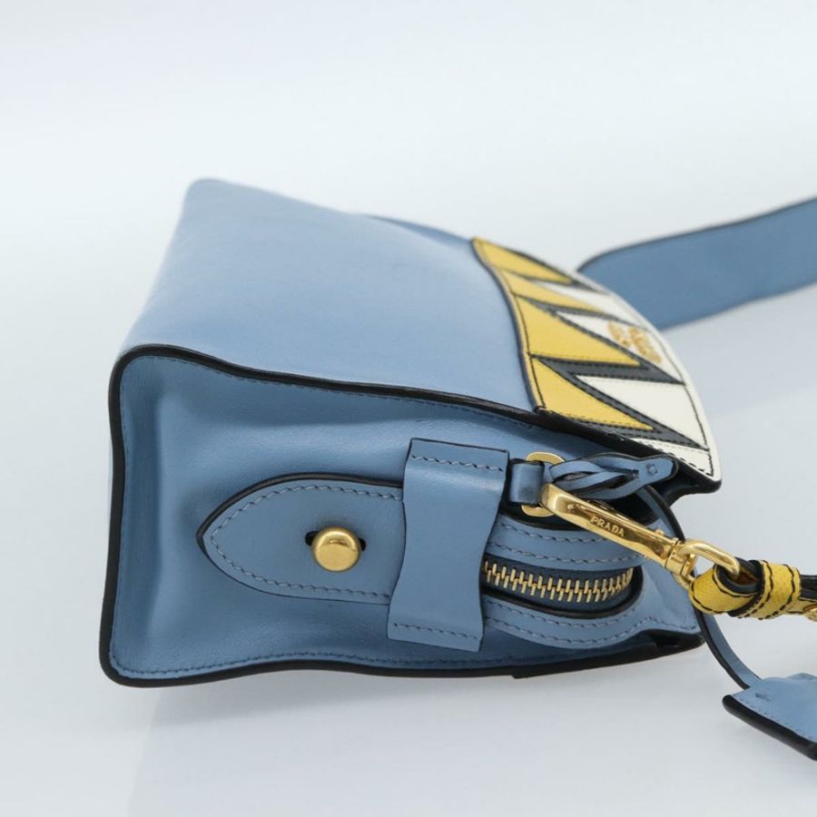 【日本直送】PRADA 淺藍色金色皮革肩背包 正品 ka4742M-3