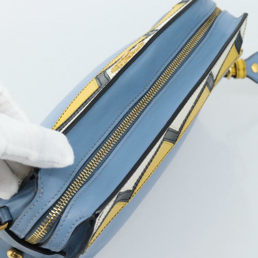 【日本直送】PRADA 淺藍色金色皮革肩背包 正品 ka4742M-5
