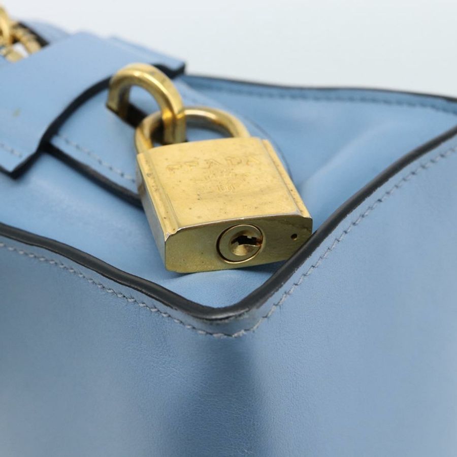 【日本直送】PRADA 淺藍色金色皮革肩背包 正品 ka4742M-18