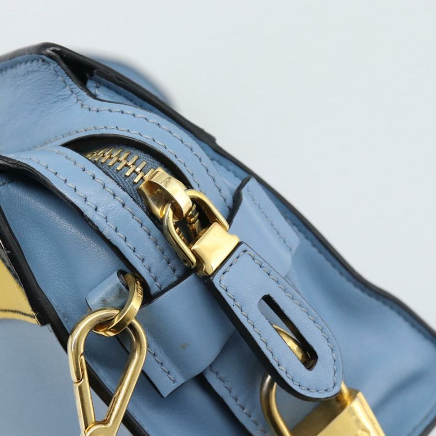 【日本直送】PRADA 淺藍色金色皮革肩背包 正品 ka4742M-20