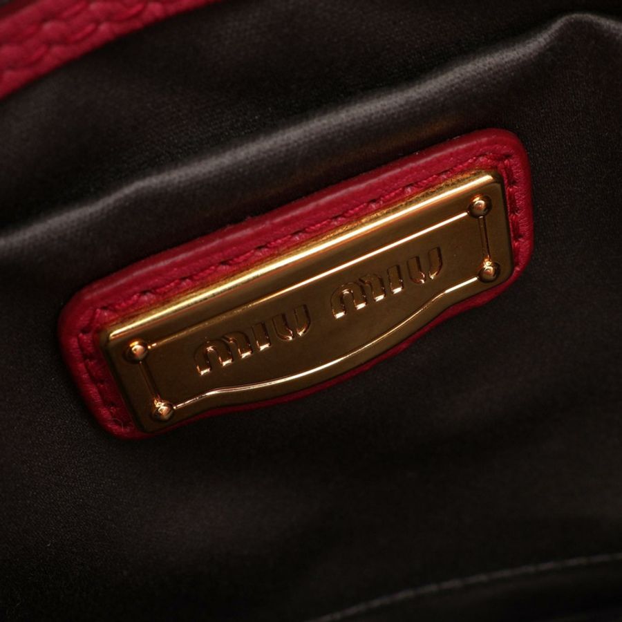 Miu Miu VITELLO CARIBU 單肩斜背包 RN0757 皮革 粉紅色 二手 女士-3