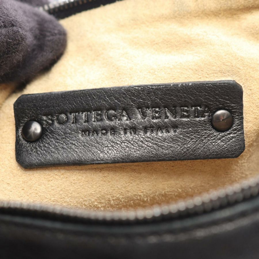 BOTTEGA VENETA Intrecciato 編織肩挎包,黑色/灰色皮革,二手女款-3