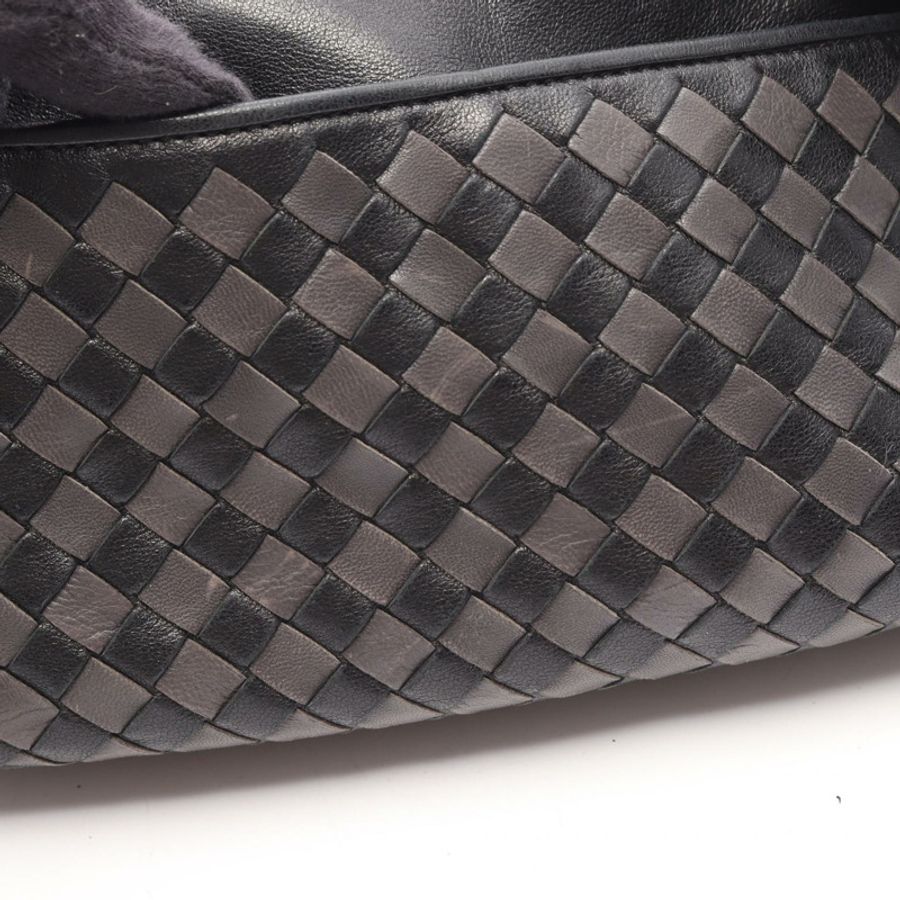 BOTTEGA VENETA Intrecciato 編織肩挎包,黑色/灰色皮革,二手女款-8
