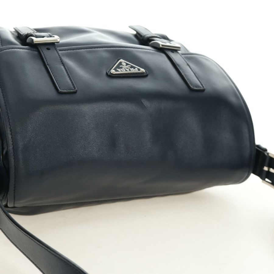 【日本直送】PRADA 皮革肩背包 海軍藍 銀色 正品 ki6667SAM-5