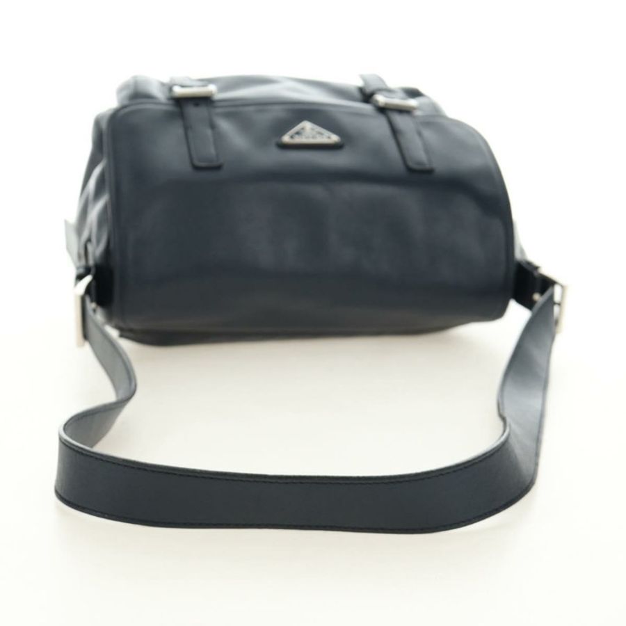 【日本直送】PRADA 皮革肩背包 海軍藍 銀色 正品 ki6667SAM-6