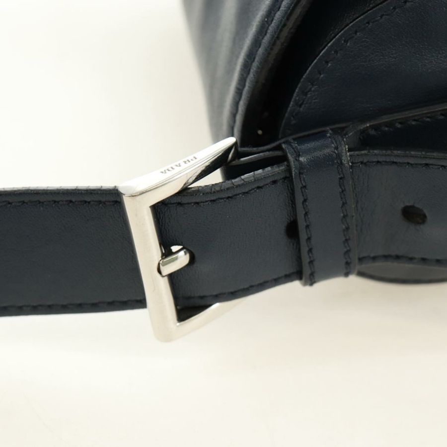 【日本直送】PRADA 皮革肩背包 海軍藍 銀色 正品 ki6667SAM-7