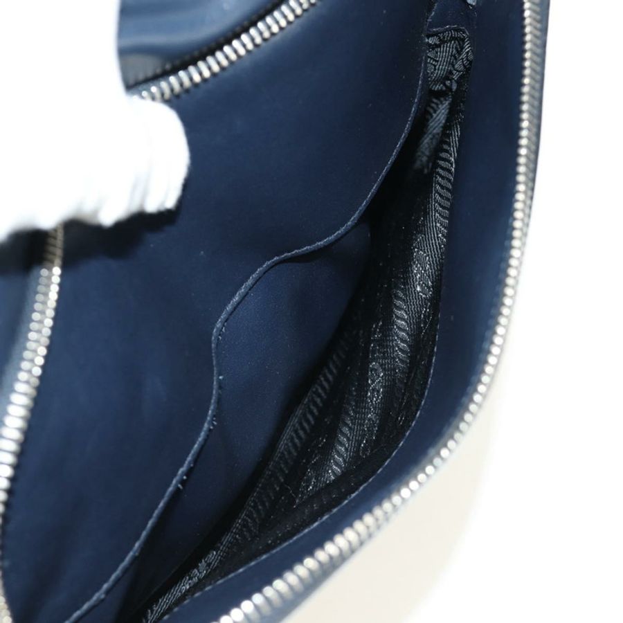 【日本直送】PRADA 皮革肩背包 海軍藍 銀色 正品 ki6667SAM-21