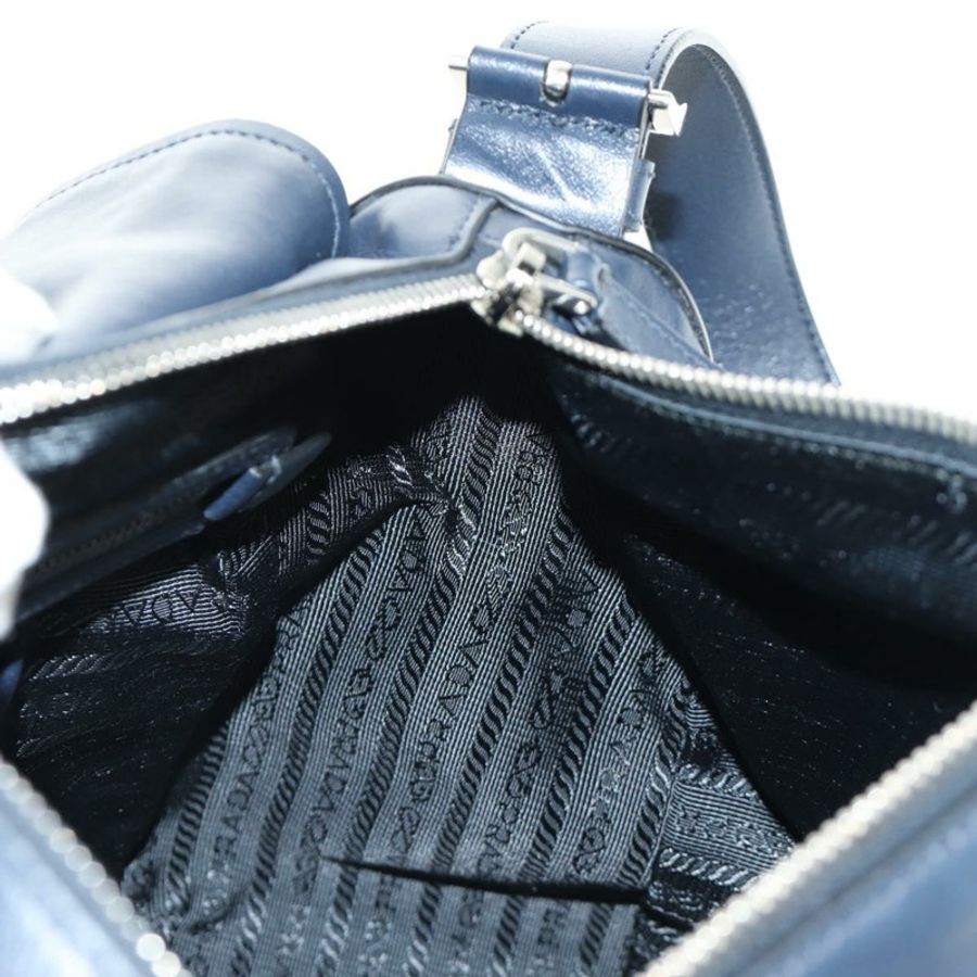 【日本直送】PRADA 皮革肩背包 海軍藍 銀色 正品 ki6667SAM-24