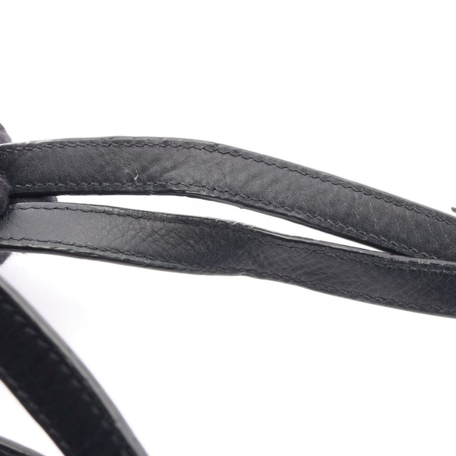 SAINT LAURENT PARIS 購物手提包 皮革拉菲草黑色二手女款-9