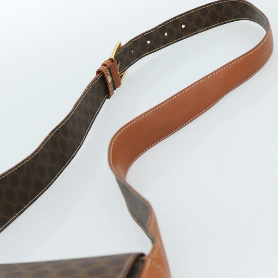 【日本直送】CELINE Macadam帆布肩背包 PVC皮革 棕色 金色 正品 ki6682A-7