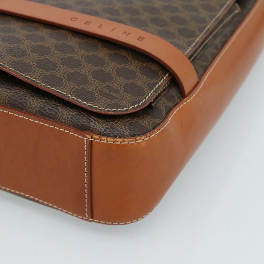 【日本直送】CELINE Macadam帆布肩背包 PVC皮革 棕色 金色 正品 ki6682A-8