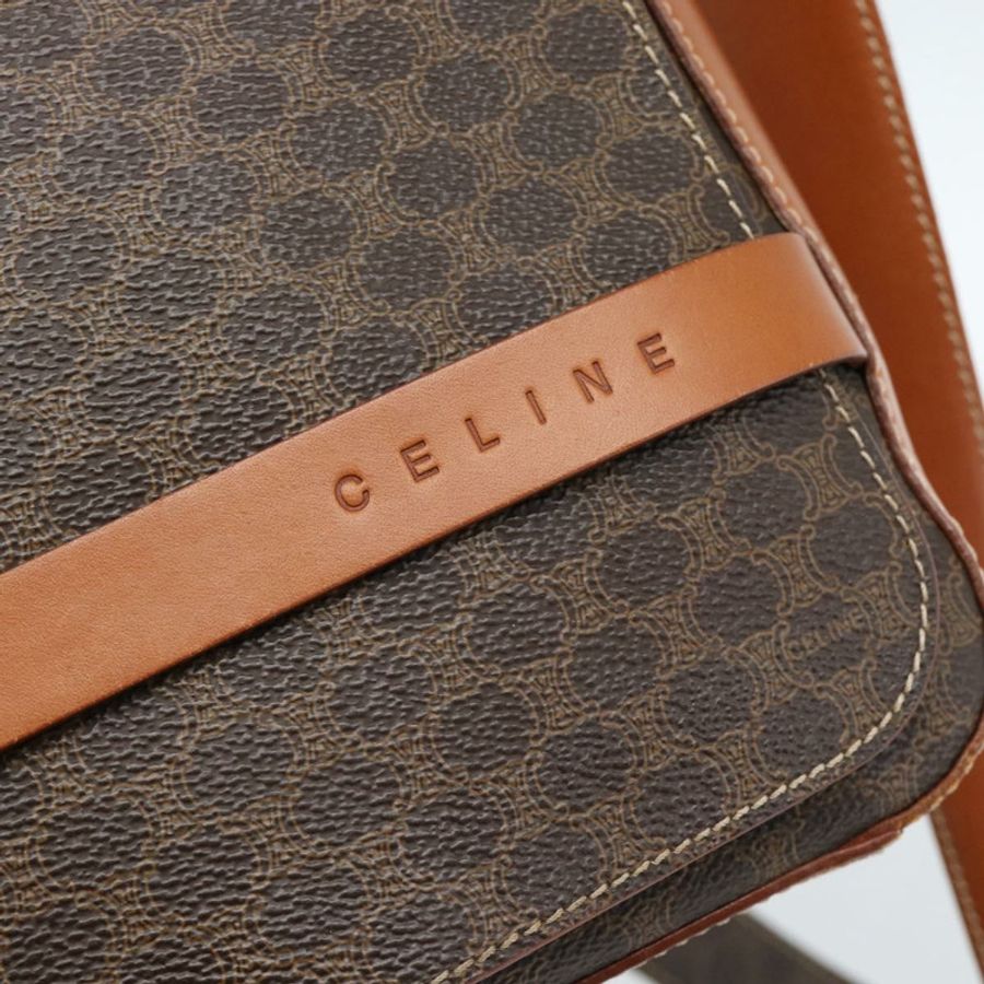 【日本直送】CELINE Macadam帆布肩背包 PVC皮革 棕色 金色 正品 ki6682A-16