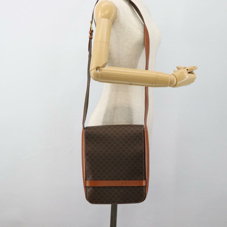 【日本直送】CELINE Macadam帆布肩背包 PVC皮革 棕色 金色 正品 ki6682A-26