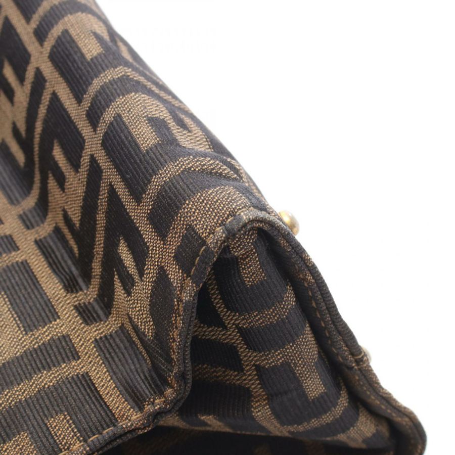 FENDI Zucca 手袋帆布皮革棕色二手女式-5