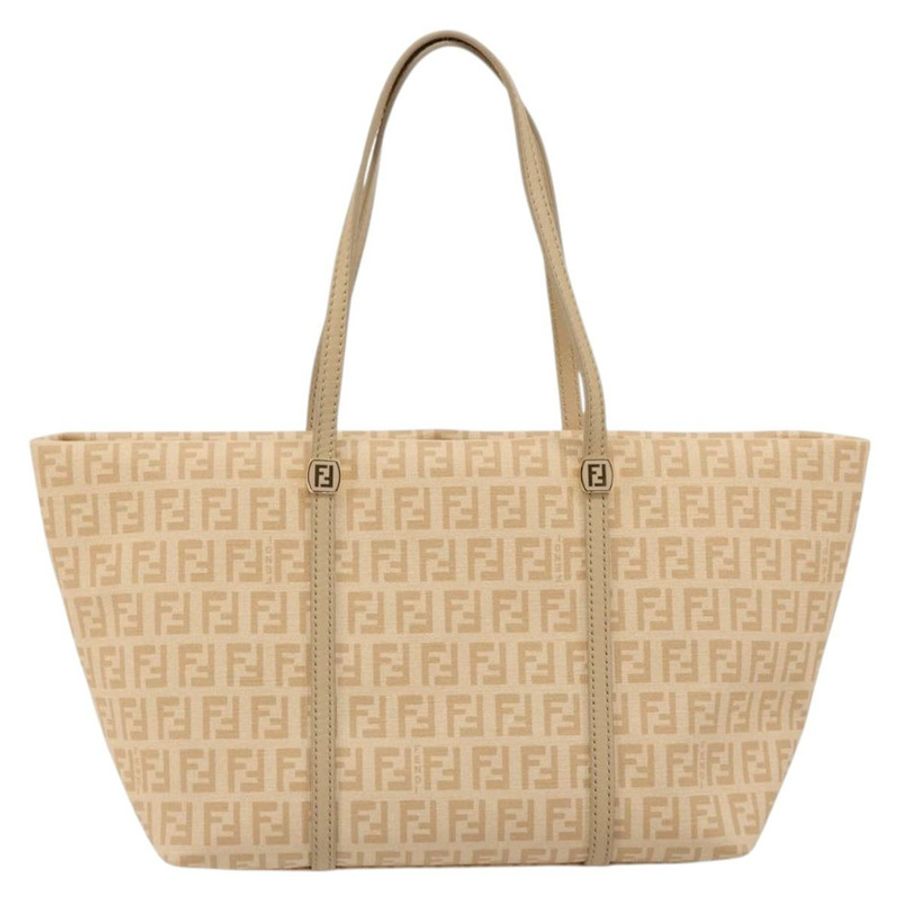 【日本直送】FENDI Zucchino帆布手提包 米色 金色 正品 ki6664M-1