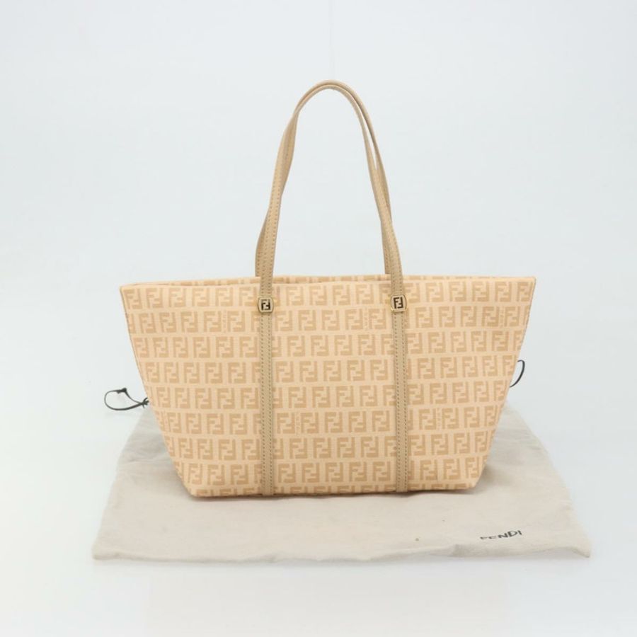 【日本直送】FENDI Zucchino帆布手提包 米色 金色 正品 ki6664M-11
