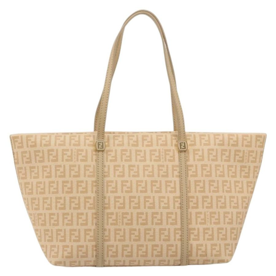【日本直送】FENDI Zucchino帆布手提包 米色 金色 正品 ki6664M-12