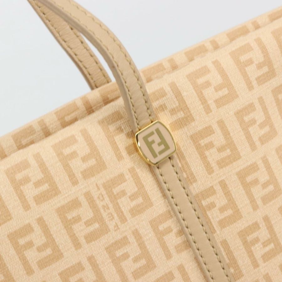 【日本直送】FENDI Zucchino帆布手提包 米色 金色 正品 ki6664M-17