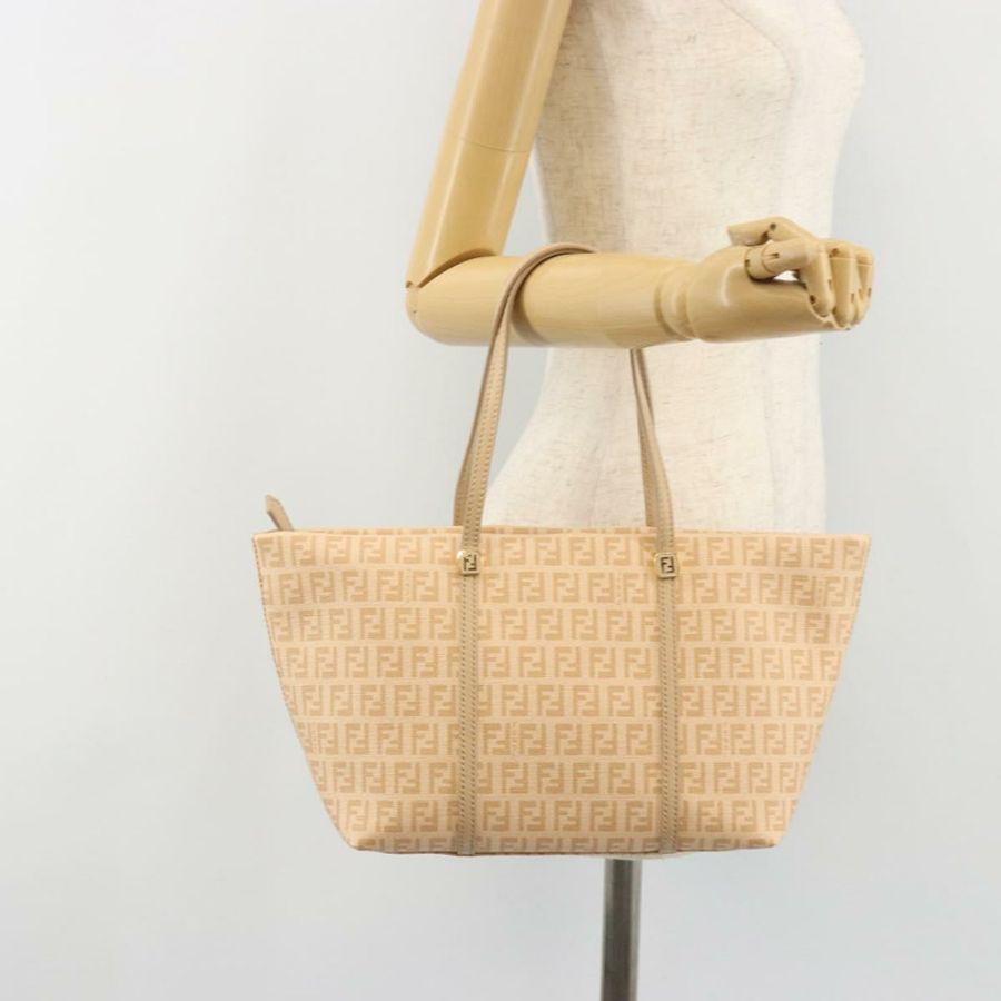 【日本直送】FENDI Zucchino帆布手提包 米色 金色 正品 ki6664M-22