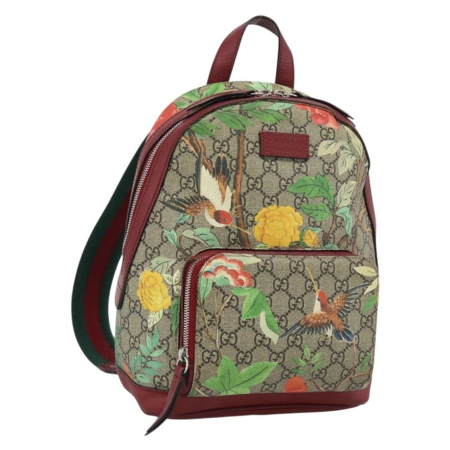 【日本直送】GUCCI GG Supreme Web Sherry Line Tian 雙肩包 PVC 米色 427042 Auth hk3788-0