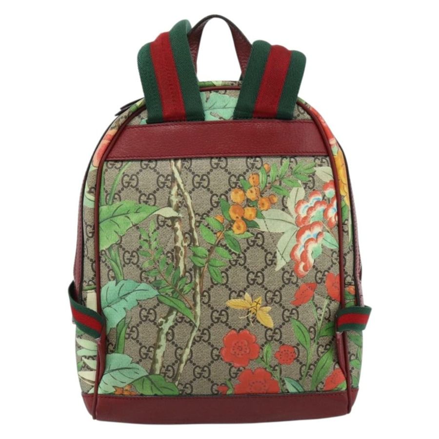 【日本直送】GUCCI GG Supreme Web Sherry Line Tian 雙肩包 PVC 米色 427042 Auth hk3788-1