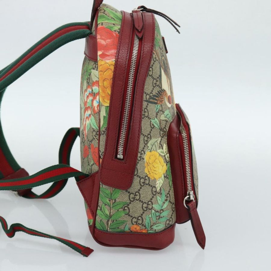 【日本直送】GUCCI GG Supreme Web Sherry Line Tian 雙肩包 PVC 米色 427042 Auth hk3788-2