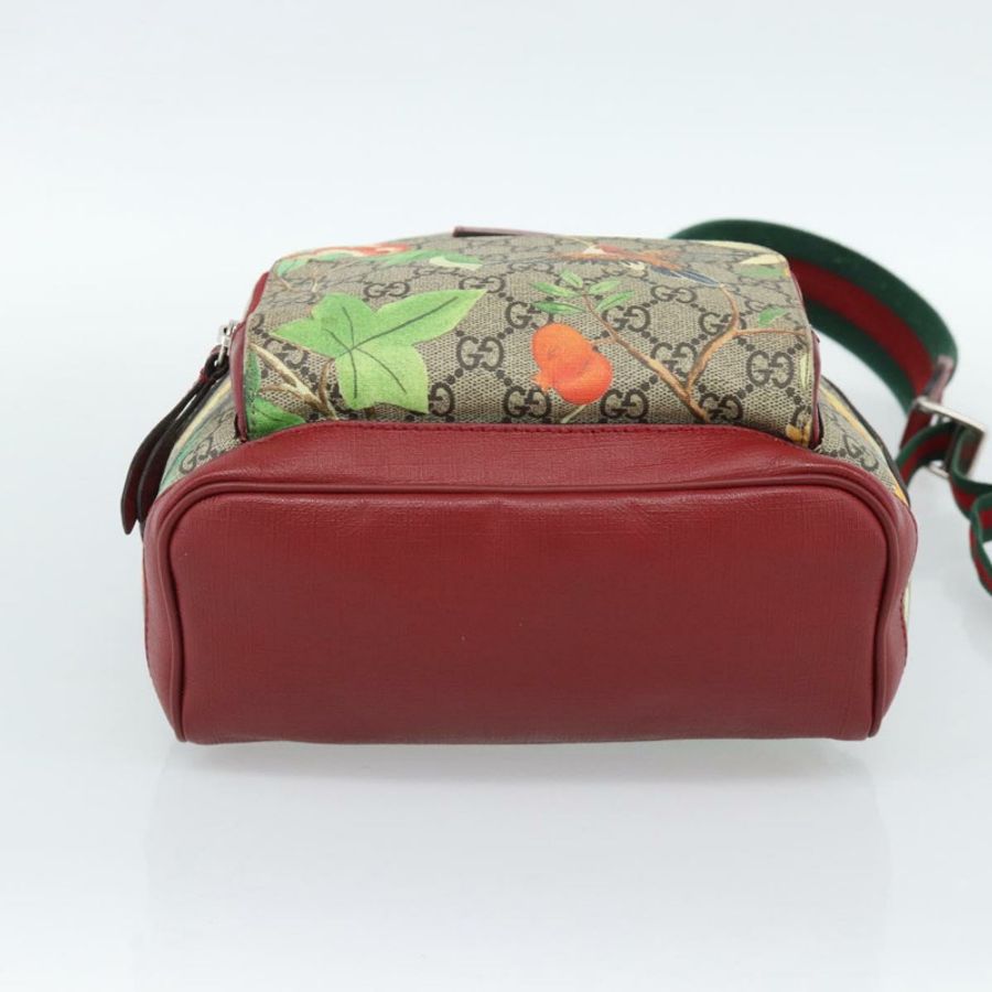 【日本直送】GUCCI GG Supreme Web Sherry Line Tian 雙肩包 PVC 米色 427042 Auth hk3788-4