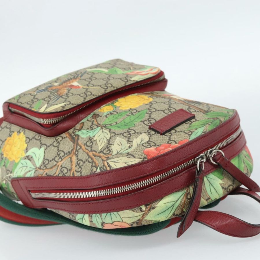 【日本直送】GUCCI GG Supreme Web Sherry Line Tian 雙肩包 PVC 米色 427042 Auth hk3788-5