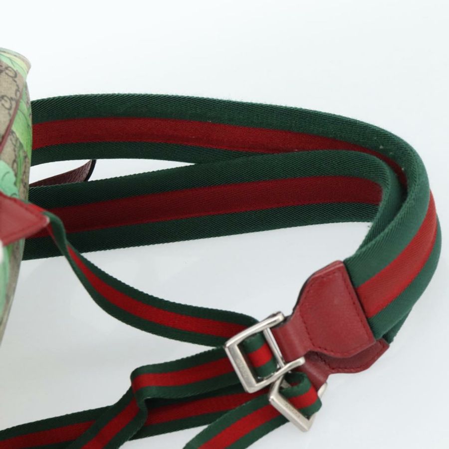【日本直送】GUCCI GG Supreme Web Sherry Line Tian 雙肩包 PVC 米色 427042 Auth hk3788-13