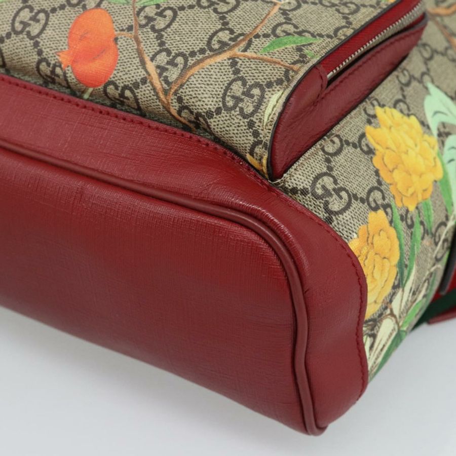 【日本直送】GUCCI GG Supreme Web Sherry Line Tian 雙肩包 PVC 米色 427042 Auth hk3788-14