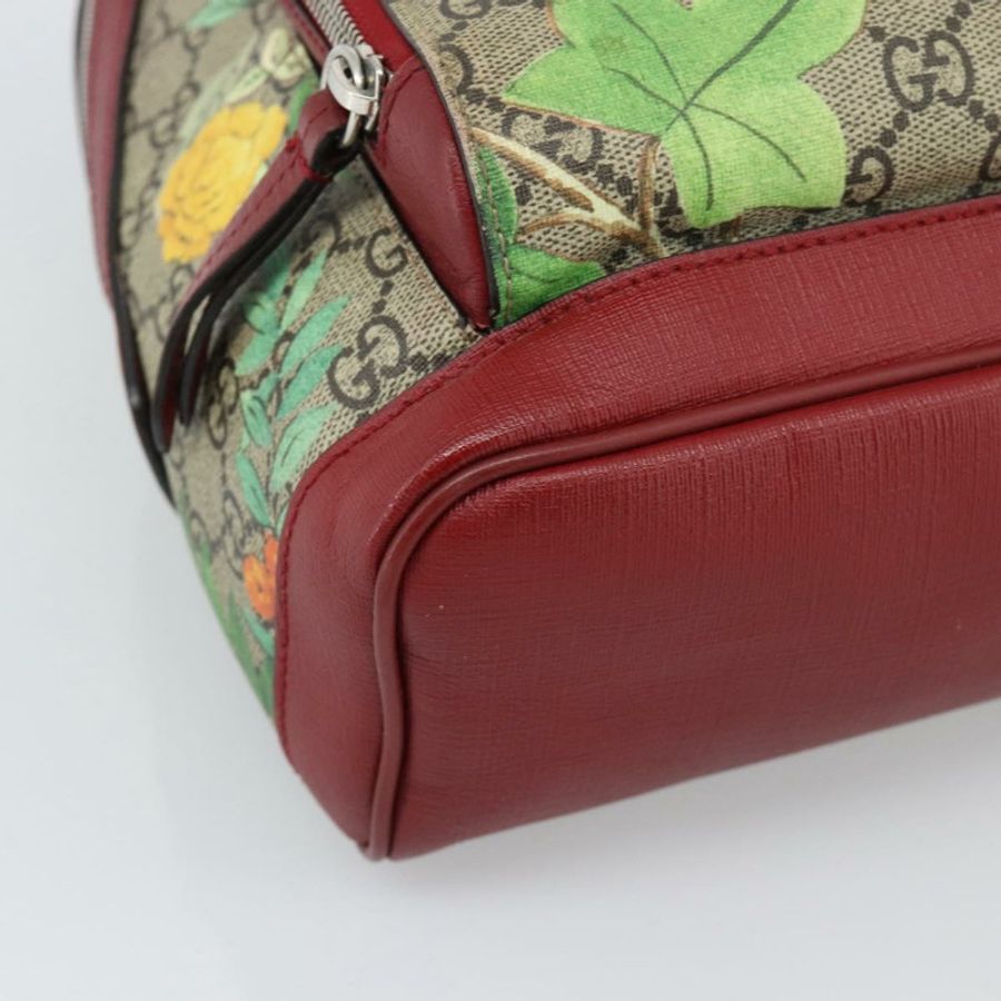 【日本直送】GUCCI GG Supreme Web Sherry Line Tian 雙肩包 PVC 米色 427042 Auth hk3788-15
