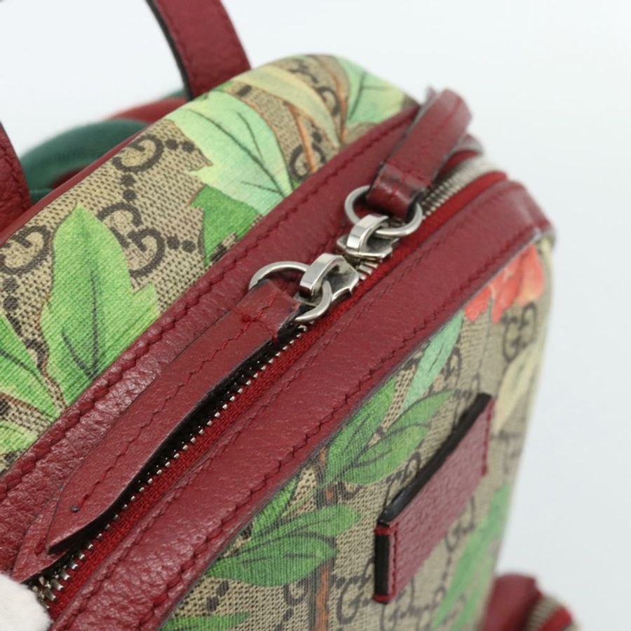 【日本直送】GUCCI GG Supreme Web Sherry Line Tian 雙肩包 PVC 米色 427042 Auth hk3788-17