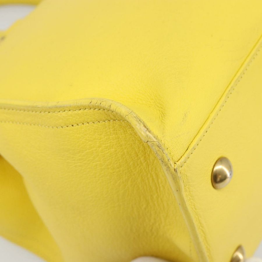 【日本直送】SAINT LAURENT Baby Cabas 手提包 皮革 2way 黃/金 Auth hk3783-16