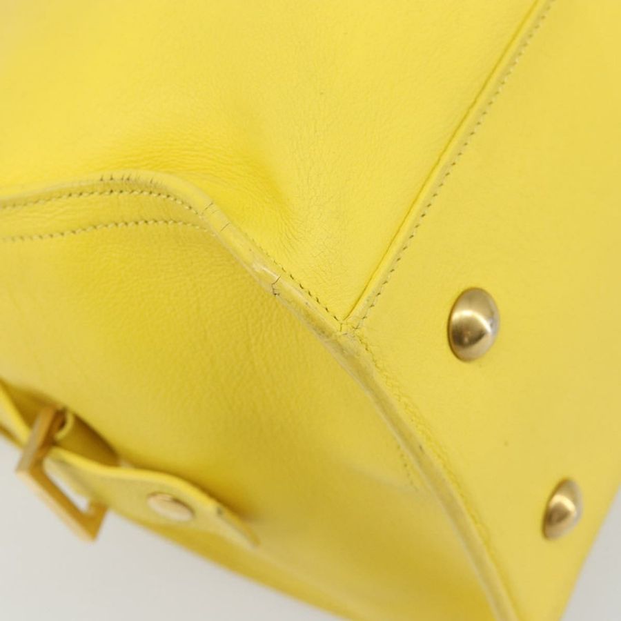 【日本直送】SAINT LAURENT Baby Cabas 手提包 皮革 2way 黃/金 Auth hk3783-18