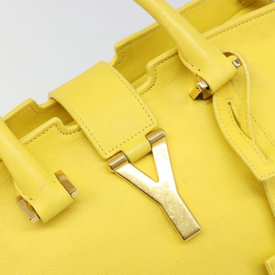 【日本直送】SAINT LAURENT Baby Cabas 手提包 皮革 2way 黃/金 Auth hk3783-19