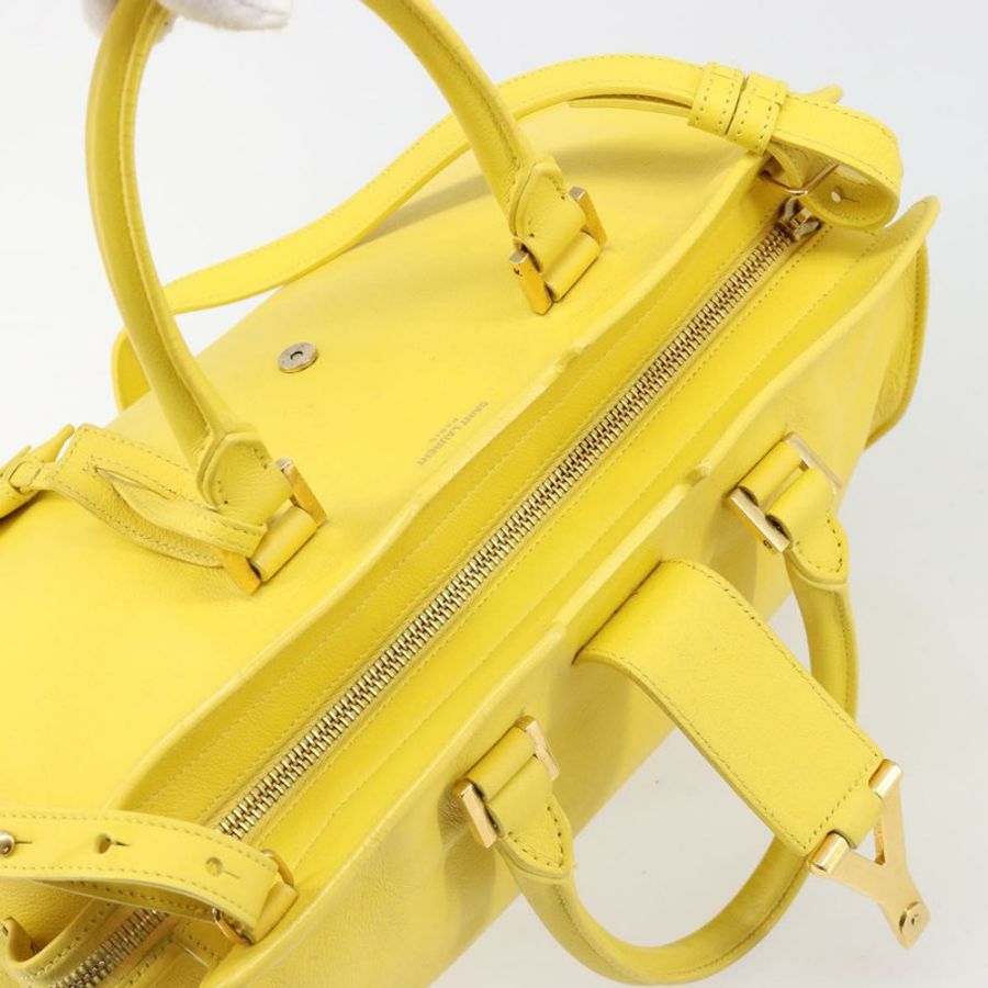 【日本直送】SAINT LAURENT Baby Cabas 手提包 皮革 2way 黃/金 Auth hk3783-22