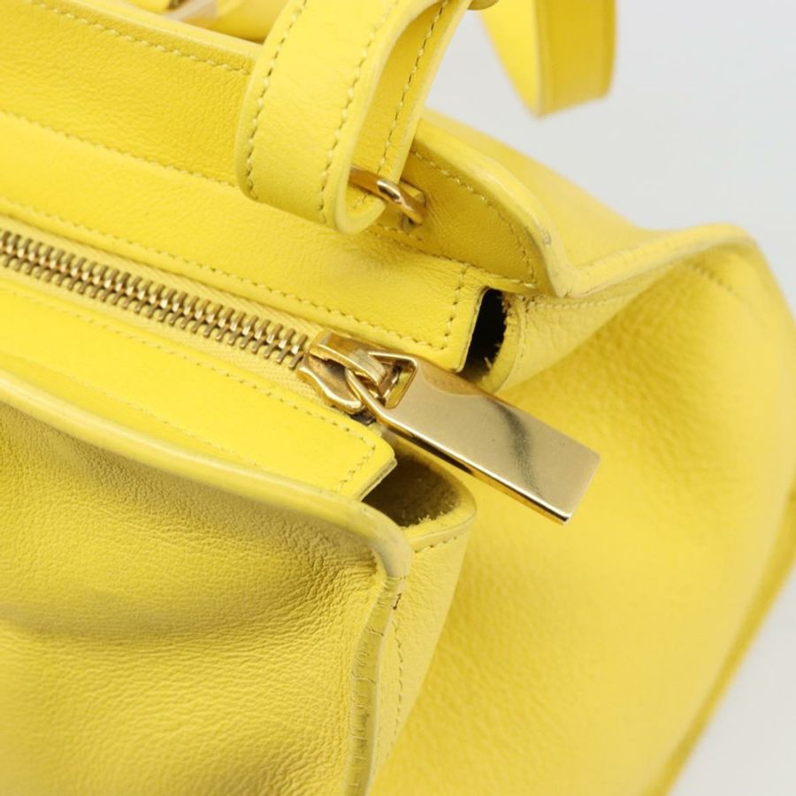 【日本直送】SAINT LAURENT Baby Cabas 手提包 皮革 2way 黃/金 Auth hk3783-23