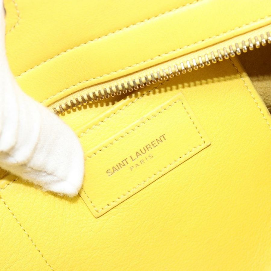 【日本直送】SAINT LAURENT Baby Cabas 手提包 皮革 2way 黃/金 Auth hk3783-24