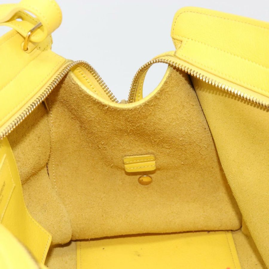 【日本直送】SAINT LAURENT Baby Cabas 手提包 皮革 2way 黃/金 Auth hk3783-25