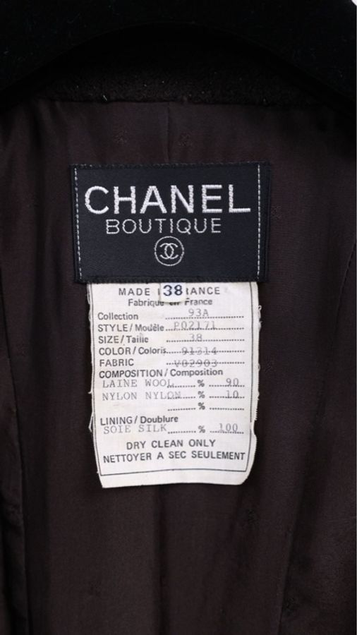 Chanel 93年棕色亮片两口袋外套-18