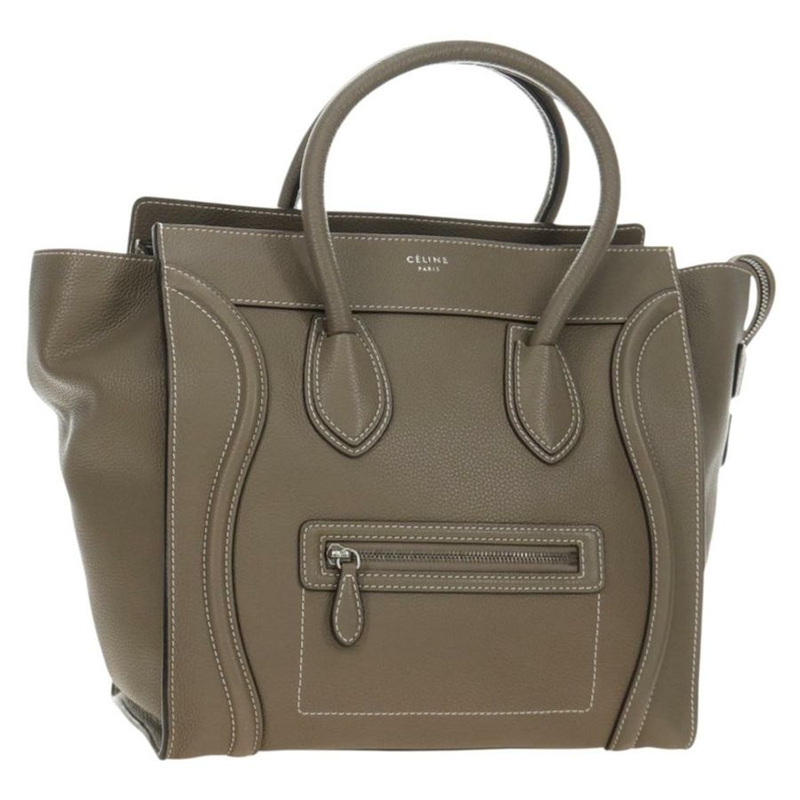 【日本直送】CELINE Luggage Mini Shopper 手提包 皮革 灰色 銀色 正品 yk20501SAM-0